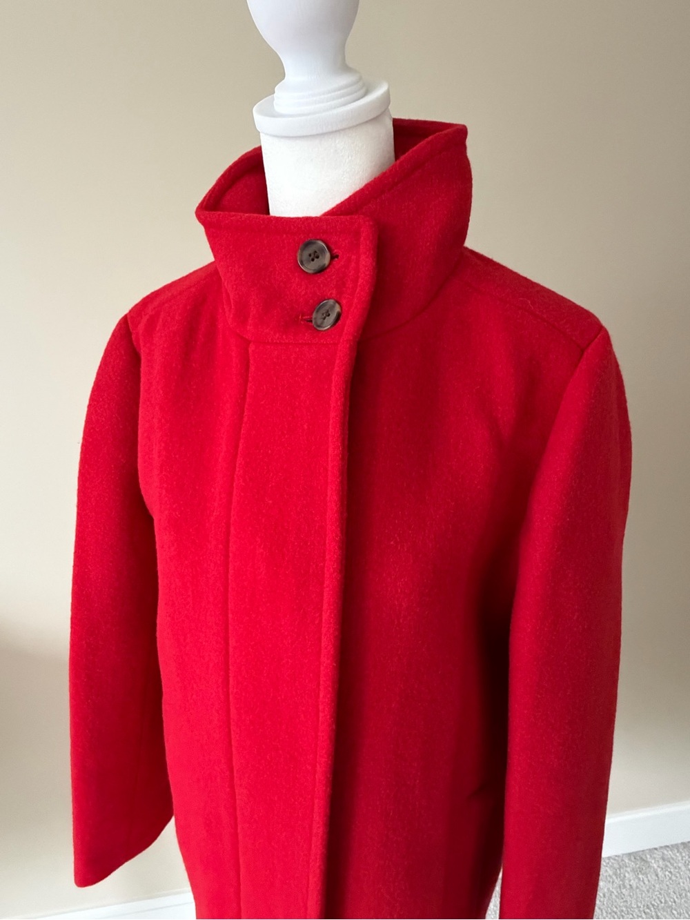 J.Crew Factory City Coat with Button Neck in Classic Cardinal Red - Picture 7 of 10